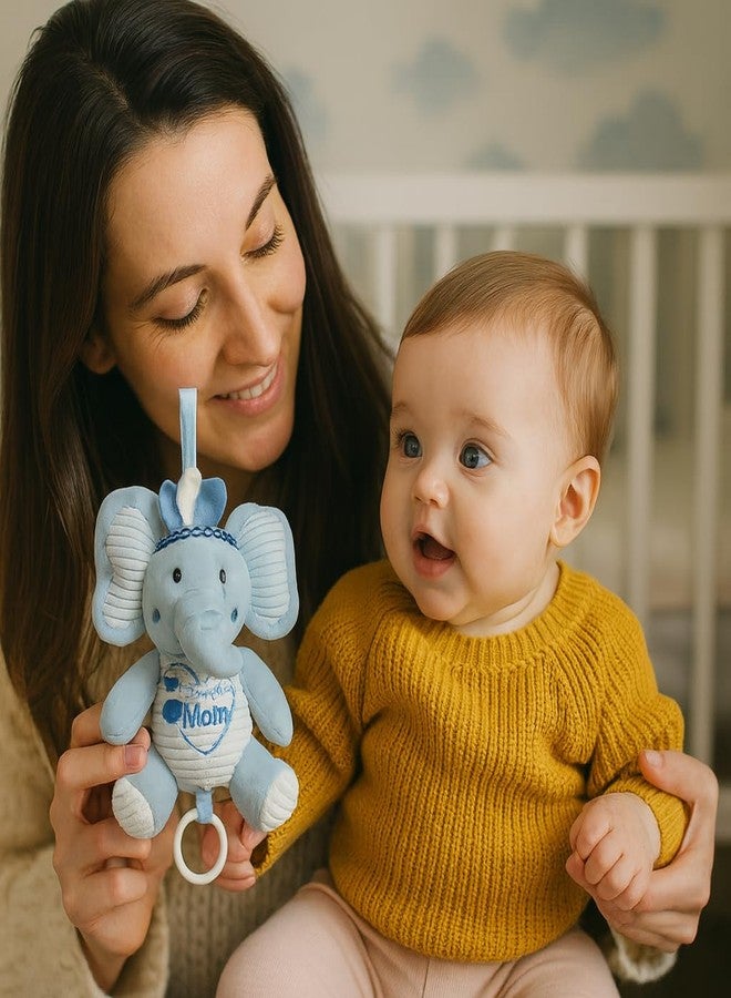 DTR Creation Baby Elephant Musical Hanging Toy - Pull String Lullaby Plush Toy for Crib, Cot, Car Seat & Stroller | Soft Newborn Music (Blue-1) - Image 3